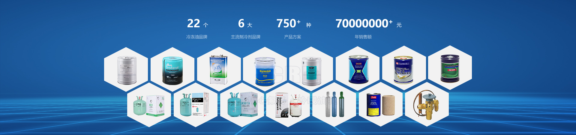 22个冷冻油品牌 6大主流制冷剂品牌 750+种产品方案 I500000+升-广州中冷